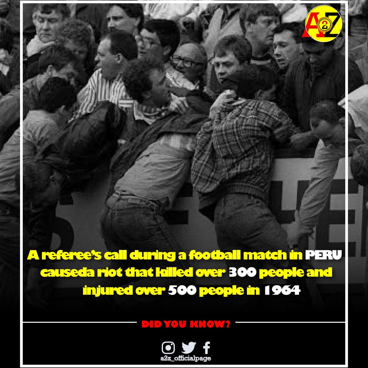 a2zfootballhub's tweet photo. Today on our throwback Thursday post we remember the sad event in Peru 😔 💔

#thursdaymorning #Tbt #ThrowbackThursday #Brexit #FCMLIV https://t.co/MHEh0WcqUL