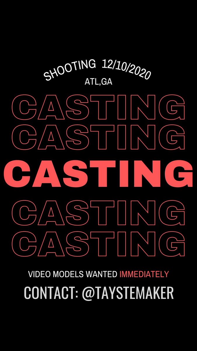 taystemaking's tweet photo. Looking for some gworls to fill slots for a really cool music video concept shoot in ATL this afternoon! DM if interested <3 #atlcasting #atlvideomodels #atlantamodel #atlantavideo #musicvideo #atlmusicvideo #atlcasting #atlcastingcall #atlantacasting #rnbmusicvideos https://t.co/nkbpVhBdty