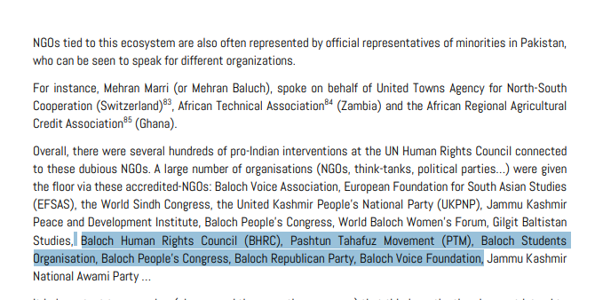 NGOs belonging to this ecosystem often hosts anti-Pakistan individuals. For instance, Mehran Marri, who is the brother of Harbryar Marri, the leader of terrorist organization BLA. These NGOs also give voices to Pakhtun Tahaffuz Movement (PTM).10/N
