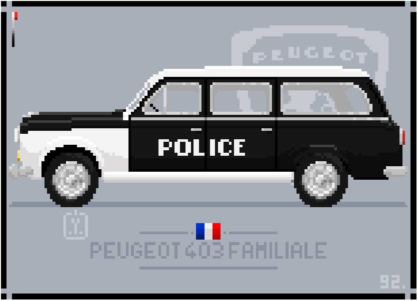 Last #Peugeot 403 with this #pixelart family version. Of course it is not recomanded to seat at the back of this specific declination ;)

#pexcelart #carpix #210yearswithpeugeot