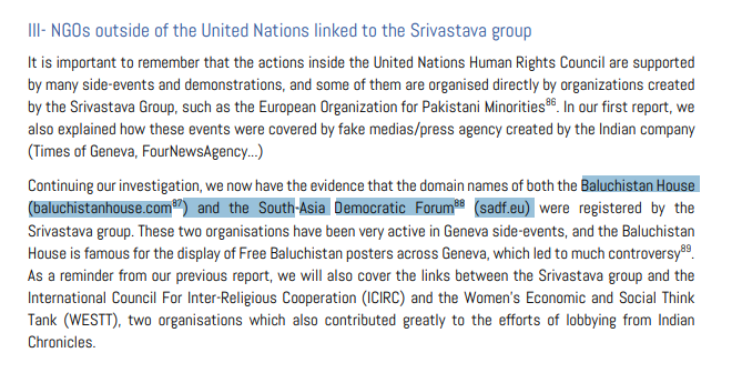 One of the domain owned by Srivastava group "The Baluchistan House" that displayed "Free Balochistan" posters in Geneva is owned by none other than Tarek Fateh. He is a friend of Ankit Srivastava who pays him for his op-eds in Srivastava-owned Delhi Times. 11/N