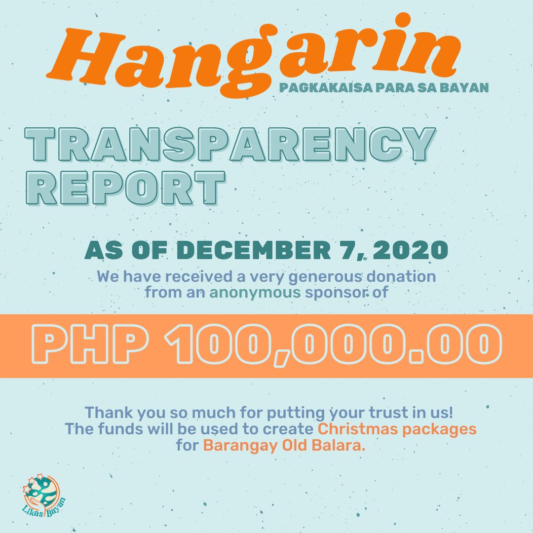 likasbayan's tweet photo. Narito ang transparency report para sa unang proyekto ng Hangarin! 🍃
‼️ Makisama sa aming layunin! Magpadala ng mensahe sa likasbayan@gmail.com o tingnan ang karagdagang detalye sa ibaba. ⬇️
Pagkakaisa para sa Bayan 🇵🇭🌏
#Hangarin
#LikasBayan https://t.co/GNAHGJZpUU