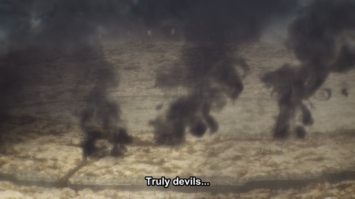 2. ILLS OF SOCIETYDengan kebangkitan Marley pasca "The Great Titan War" (巨人大戦), Eldia berakhir menjadi bangsa minoritas yang dilemahkan. Mereka didiskriminasi dan dibenci sebagai “monster” dan “sampah masyarakat”.