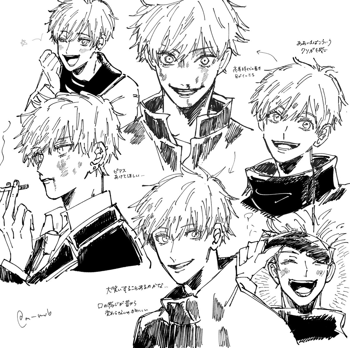 五条先生練習 髪の毛がわからん, image size:1200x1195