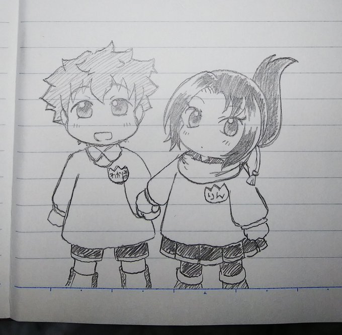 昼のりんさんが「ロリっぽい」とのリプライをもらったので幼児わかばくんと共に身体も描いたがムリヤリ揃えたためずんぐりむっくり感なりんさんw 