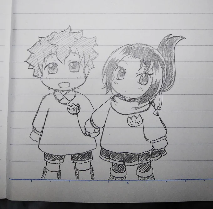 昼のりんさんが「ロリっぽい」とのリプライをもらったので幼児わかばくんと共に身体も描いたがムリヤリ揃えたためずんぐりむっくり感なりんさんw 