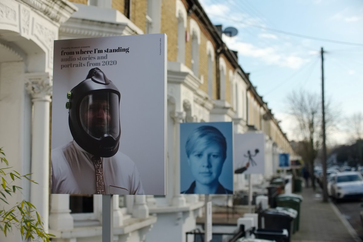 empathymuseum's tweet photo. 1/3

We are so excited to launch #fromwhereimstanding today🎉

Our new photography &amp; audio installation telling diverse stories from people around the UK as a record of life in 2020. 

Visit the outdoor exhibition in Dalberg Road, Brixton, London. 

10 Dec - 10 Jan https://t.co/HEHlVkGDEx