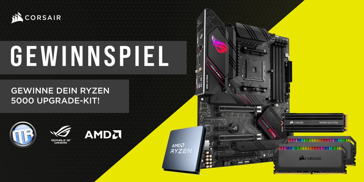 CORSAIR Deutschland (@corsairde) on Twitter photo Hallo, Herr CORSAIR hier! 👋
Zusammen mit <a href="/AMD_Deutschland/">AMD Deutschland</a>, <a href="/asusrogde/">ASUS ROG DACH</a> und <a href="/ITRaid/">Simon / ITRaidDE</a> haben wir ein RYZEN 5000 Upgrade-Kit zusammengestellt, dass DU gewinnen kannst! 🥰
🎁 bit.ly/CORSAIR-Ryzen-…
🕛 17.12.2020, 23:59 Uhr CET
Allen Teilnehmenden viel Glück! 🍀 Hallo, Herr CORSAIR hier! 👋
Zusammen mit <a href="/AMD_Deutschland/">AMD Deutschland</a>, <a href="/asusrogde/">ASUS ROG DACH</a> und <a href="/ITRaid/">Simon / ITRaidDE</a> haben wir ein RYZEN 5000 Upgrade-Kit zusammengestellt, dass DU gewinnen kannst! 🥰
🎁 bit.ly/CORSAIR-Ryzen-…
🕛 17.12.2020, 23:59 Uhr CET
Allen Teilnehmenden viel Glück! 🍀