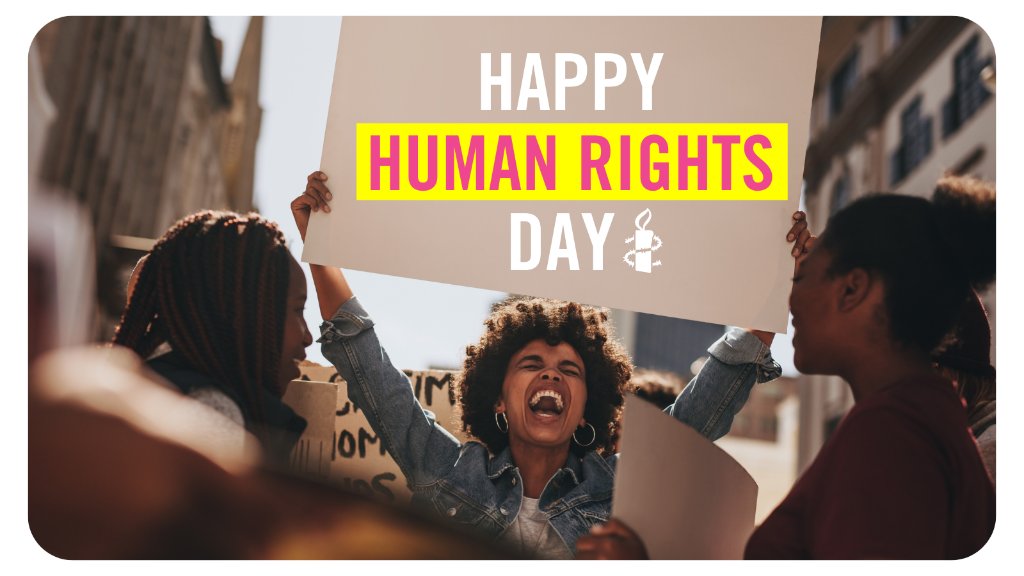 AmnestyUK's tweet photo. Happy #HumanRightsDay everyone! 🥳  

It’s been a difficult year, but if there’s anything we’ve learned, it’s that when we stand together, humanity wins.

Give us a 🎉  below and RT to mark the day. https://t.co/CSl0jaKmJq