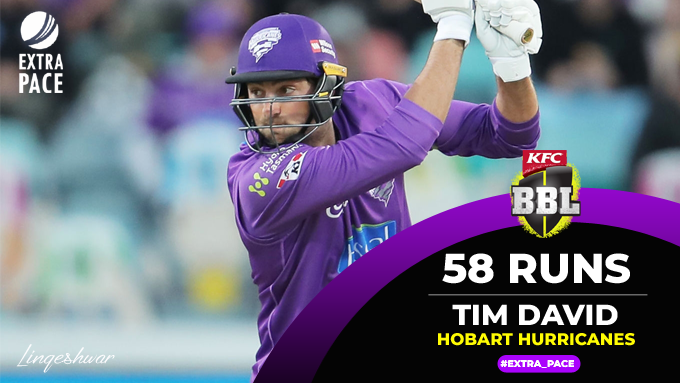 ExtraPace's tweet photo. Singapore's Tim David scores an excellent fifty to lift the Hobart Hurricanes to 178
#TasmaniasTeam #smashemsixers #BBL #KFCBigBash
#BBL10 https://t.co/e1v1J51yQ8