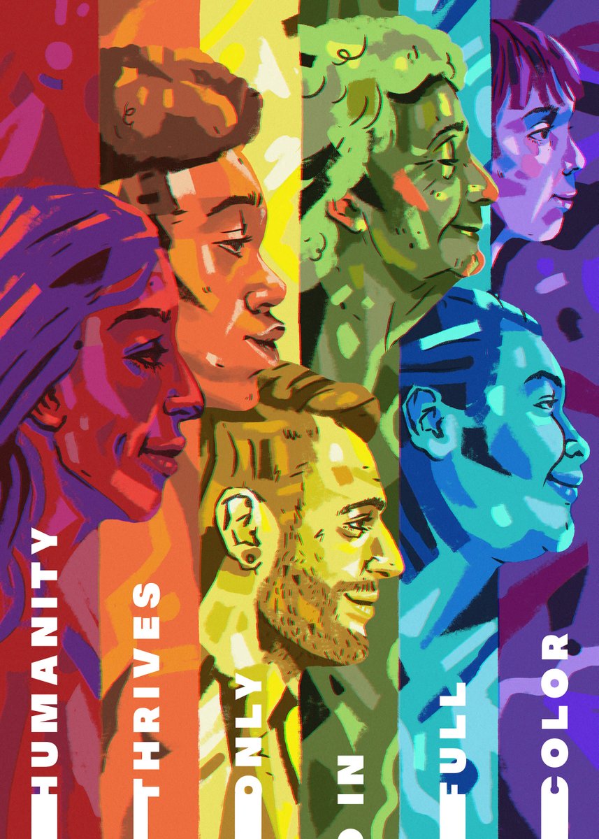 3/ We have to see the humanity in people who are different from us. We have diverse identities but no matter who we are or where we are from, we are all human. Art: Alessia Margarita & Sebastian Rubiano for Fine Acts