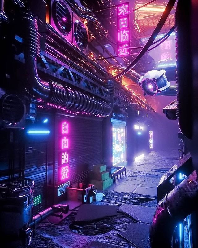 1) tentunya, Cyberpunk.Cyberpunk menggambarkan masa depan distopis dengan teknologi canggih, AI, sibernetika & berbagai problematika sosial di dalamnya. Sering jg digambarkan dengan masyarakat tanpa hukum.