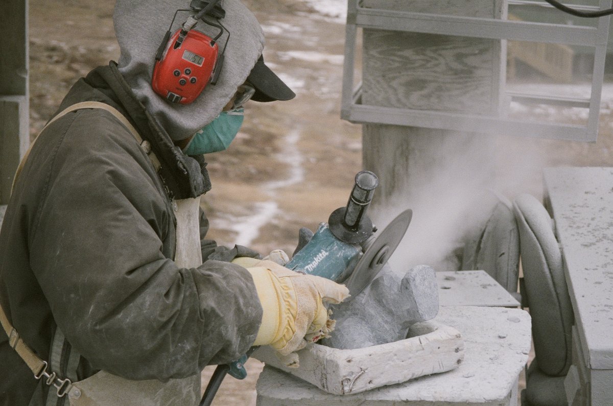 The summers are cold, the Winters are even colder. Perfect conditions for carving works of art.