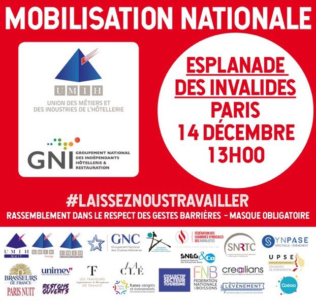 LEVENEMENTAsso's tweet photo. Mobilisation des acteurs de la filière événementielle le 14 décembre ! Rassemblons-nous pour faire entendre notre voix! #eventsprof #alerterouge https://t.co/KihgQ3LoYg