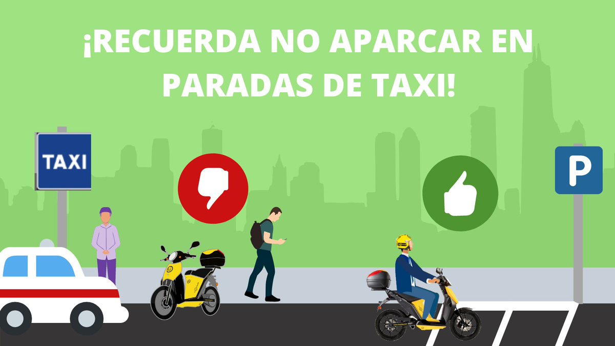 RECUERDA NO APARCAR CERCA DE PARADAS DE TAXIS
APARCA SIEMPRE EN PARKING DE MOTOS

#estacionaconrespeto
#muevetesindejarhuella
#moviliadsostenible
#motosharing
#sostenibilidad
#SmartCity 
#taxi 
#Taxistas