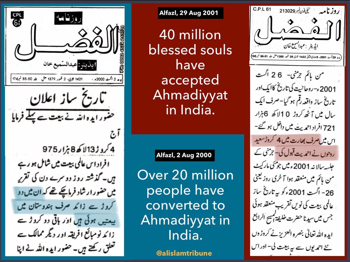 The extent of deception can be understood by realising that the  #Khalifa claimed over 60 million new converts in India alone, just within 2 years (2000+2001).- Indian Muslim population in 2001 was 138 million.- For comparison, population of the UK in 2001 was 59 million.3/7