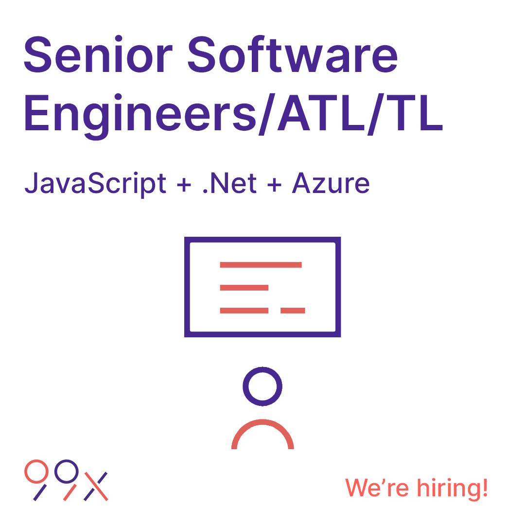 99x_io's tweet photo. Our team is constantly growing and we're on the lookout for experienced coding enthusiasts with technical expertise in #JavaScript, .NET and #Azure! 
For more info and to apply, visit: https://t.co/7nrXAhBuv2

#99xCareers #SeniorSoftwareEngineer #Techlead #AssociateTechLead https://t.co/CoG2V33dXb