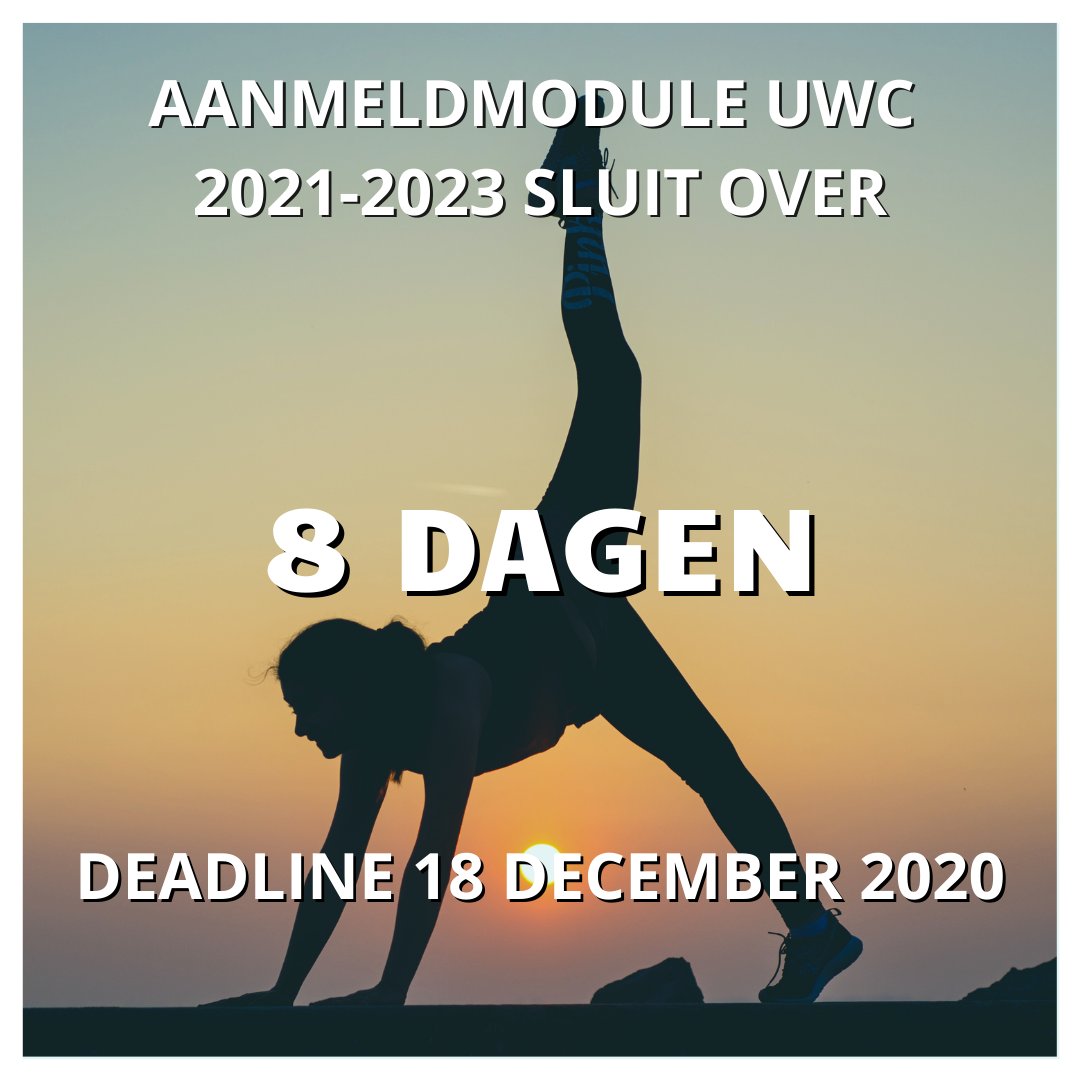 8 DAGEN TE GAAN en dan sluit de aanmelding van UWC Nederland. Meld jij je aan voor UWC 2021? Doe het dan voor 18 december 2020. Succes! #applynow
.
.
#uwc #uwcnl #movement #aanmelding #deadline #hardwerk #changemaker