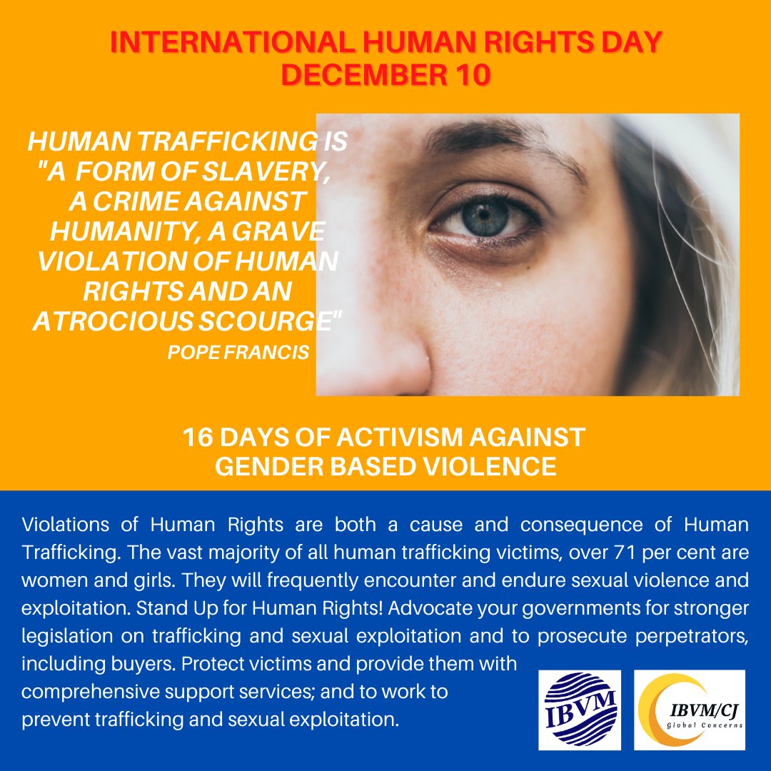 December 10 is International Human Rights Day! Stand Up for the Human Rights of victims and survivors of Human Trafficking! Protect victims! Prosecute traffickers! #16Days #StandUp4HumanRights #EndHumanTrafficking #genderequity @NGOCSTIP @MaryWardCentre @KolkataMWSC @UN_Women