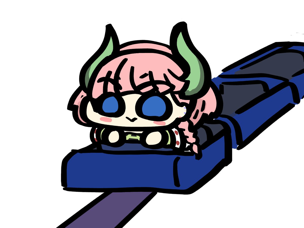 ジェットコースターに乗る夜見乃エネさんのイラストです 絵ねアート ちゃぷりーぬのイラスト