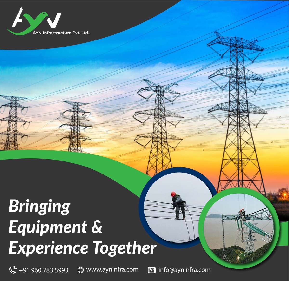 ayninfra's tweet image. #PowerTransmissionLine installation is a complex operation. AYN Infrastructure provides a full range of services for high voltage &amp;amp; extra high voltage transmission line #construction &amp;amp; #maintenance

#power #electricity #electricalengineering #procurement #substation #pune #india