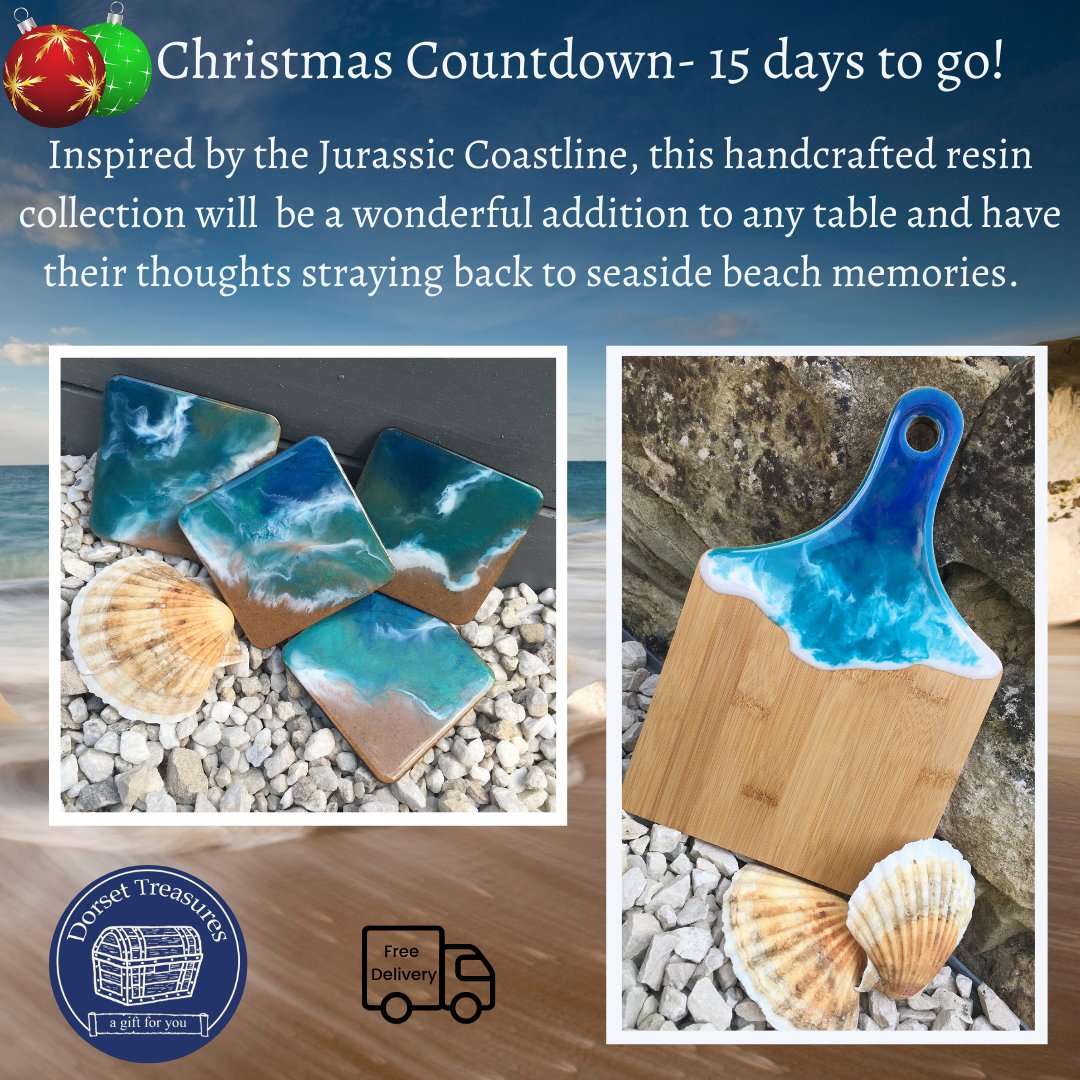Christmas Countdown - 15 days to go!
If you are still looking for that extra special gift this holiday season then check out our Jurassic Coastline inspired artisan coasters and cheeseboards. #shoplocal #shopdorset #christmasgifts