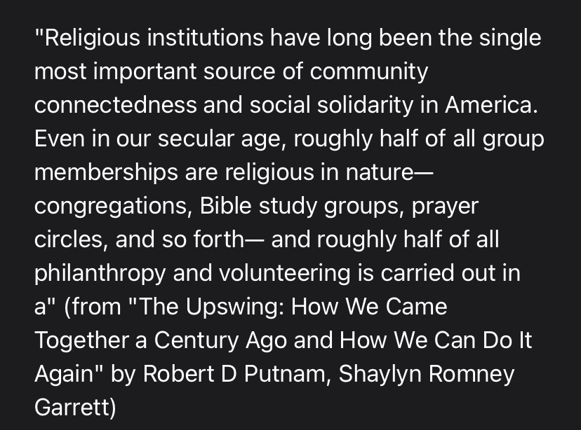 The decline in religious faith & observance, in the West generally, doesn't really help in that regard. Screen-shots taken from Robert Putnam’s latest book.