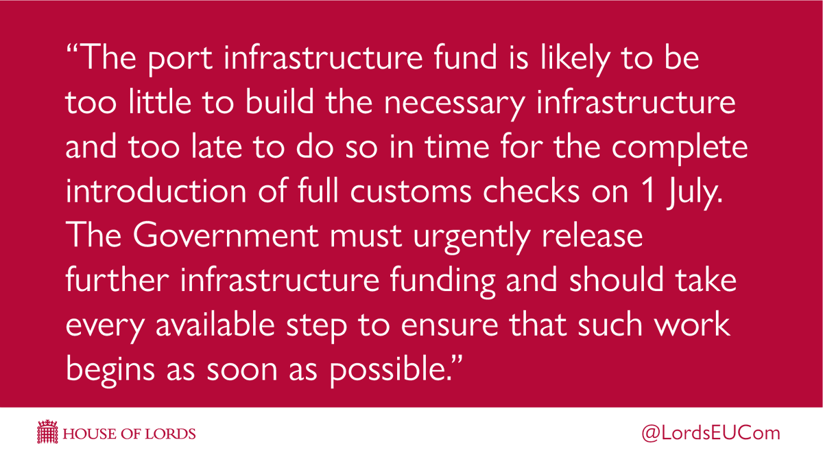 There is a danger that the Government funding provided is too little and too late for ports to build vital customs infrastructure in time. (3/5)