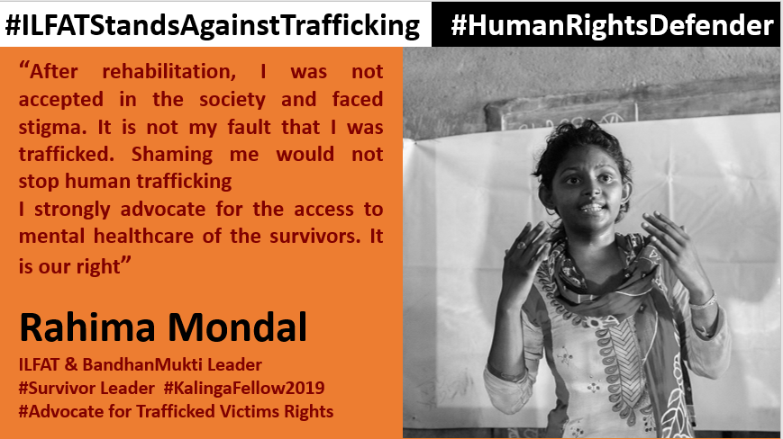 ILFAT_India's tweet photo. Rahima, our ILFAT leader from WB, sheds light on an important yet largely overlooked issue of the mental health of the trafficked survivor cause due to trauma inflicted, stigma &amp; trauma from the society. She has been advocating for better access to care for the mental well being https://t.co/FN4whasbJq