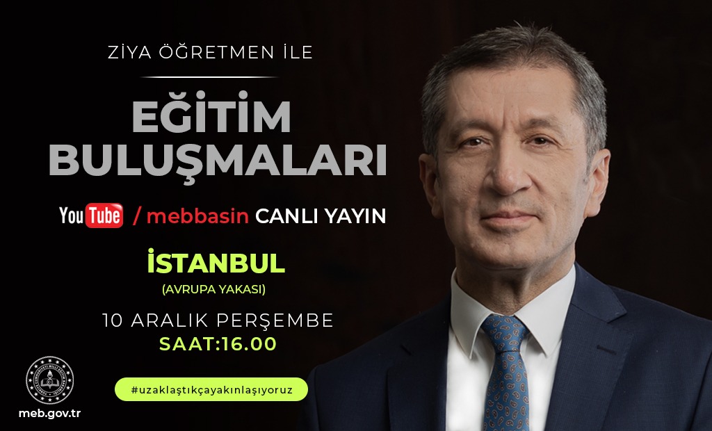 Millî Eğitim Bakanımız Sayın Ziya Selçuk, dijital ortamdan gerçekleştirilen "Ziya Öğretmen ile Eğitim Buluşmaları" kapsamında, ilimizdeki eğitimcilerle video konferansla bir araya gelecek.
<a href="/tcmeb/">Millî Eğitim Bakanlığı</a> <a href="/memleventyazici/">Levent Yazıcı</a>