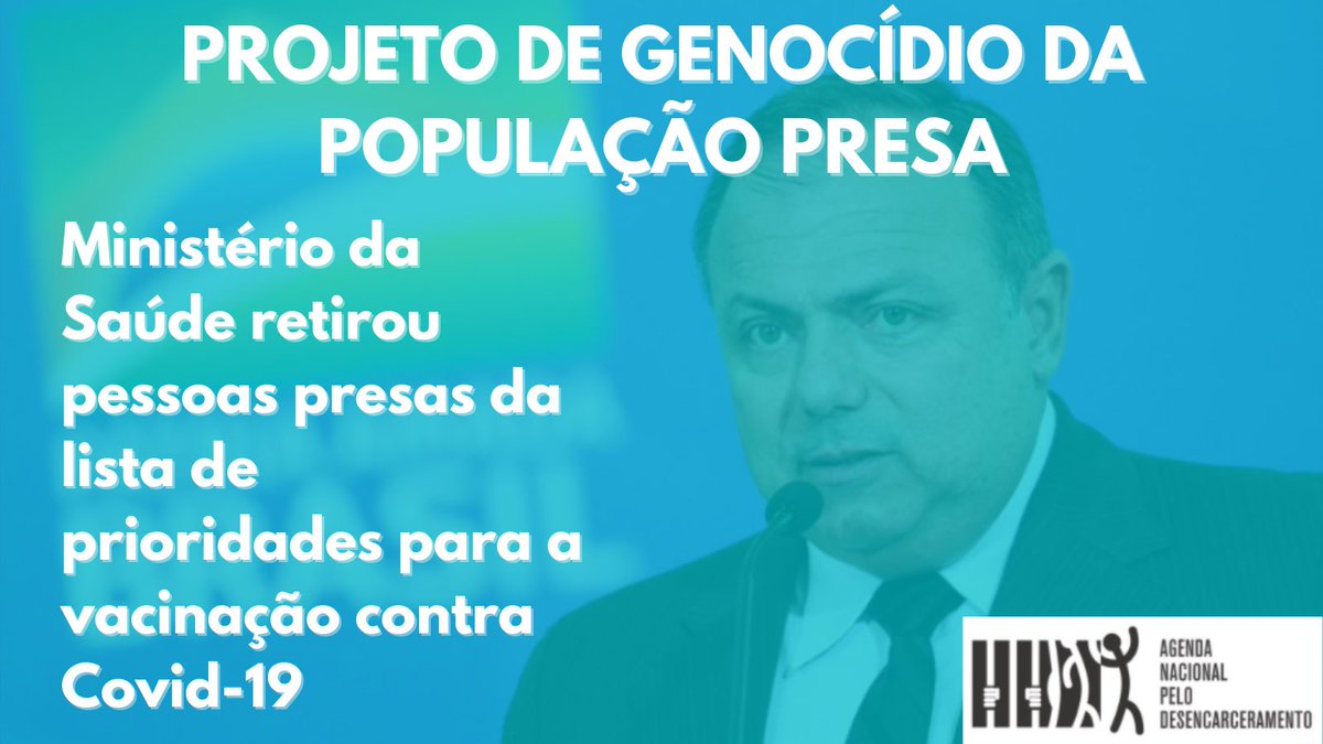 Bolsonaro avança mais uma vez contra a vida de pessoas em privação de liberdade! O Ministério da Saúde retirou pessoas presas da lista de prioridades para vacinação contra Covid-19. Não nos calaremos diante de mais este ataque! #VidasPresasImportam #ForaBolsonaroGenocida