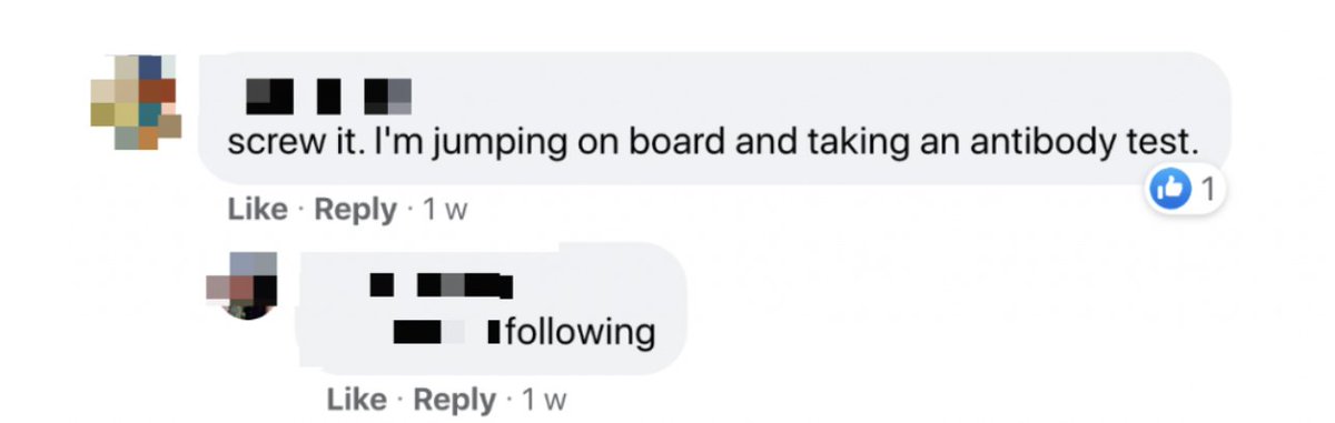 When 1 volunteer expressed concern antibody testing was “kind of ‘cheating'” & “against rules of the study,” another argued “My trial site said go for it. There is nothing in the legal documentation that says you cannot.” Another gave in to peer pressure & got tested./23