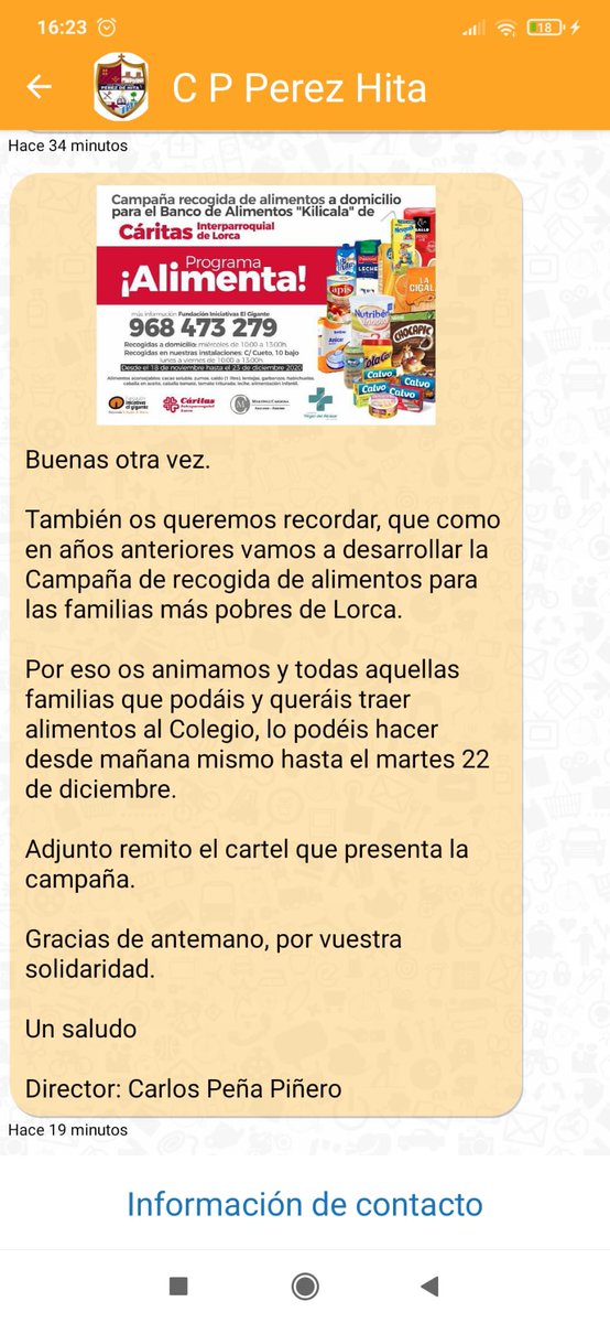 FundacionIEG's tweet photo. El CEIP Pérez de Hita del barrio de La Viña se suma al #programaalimenta de recogida de alimentos para Cáritas Interparroquial de #lorca.
Gracias de todo corazón!!!!!!
Son tiempos de arrimar el hombro!!!
#regiondemurcia
#somosfundacion
#solidaridad https://t.co/zMq6d2mOKL
