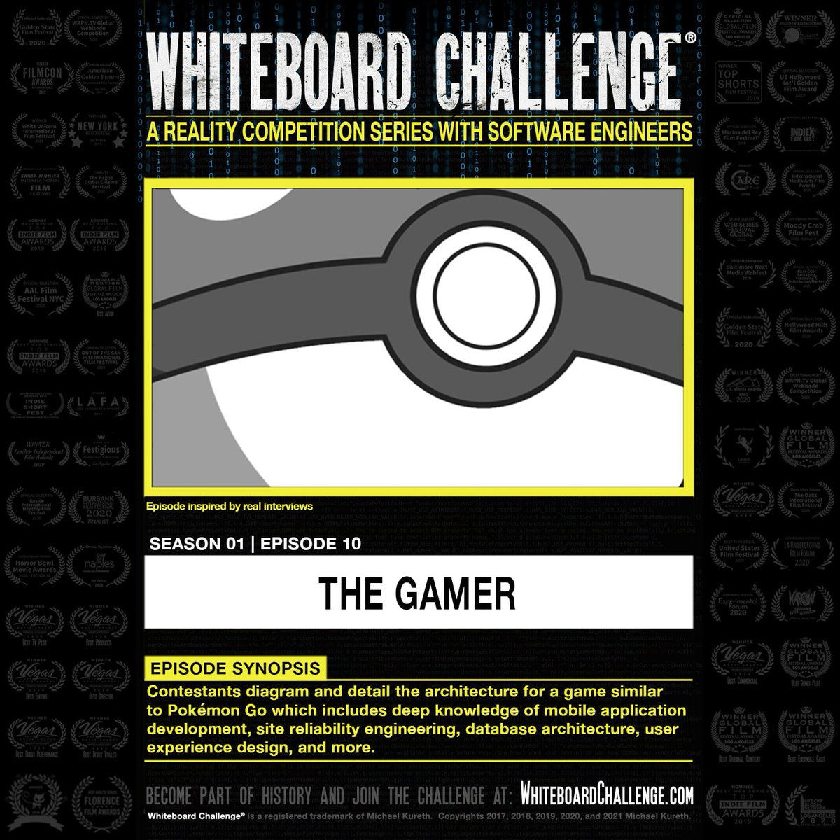 WhiteboardShow's tweet photo. In "The Gamer", the semi-final episode of Whiteboard Challenge, contestants diagram, architect, and plan the technical architecture and project charter for a game similar to Pokémon Go which includes all areas of software engineering and product management. https://t.co/bB1h4NFfTP