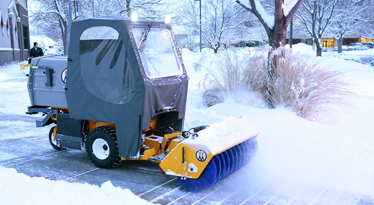 The 47" Rotary Broom is yet another way to extend the usability and productivity of your Walker Mower. This add-on is capable of removing light snow and debris from hard surfaces. Learn more at Walker.com - walker.com/addons/h13