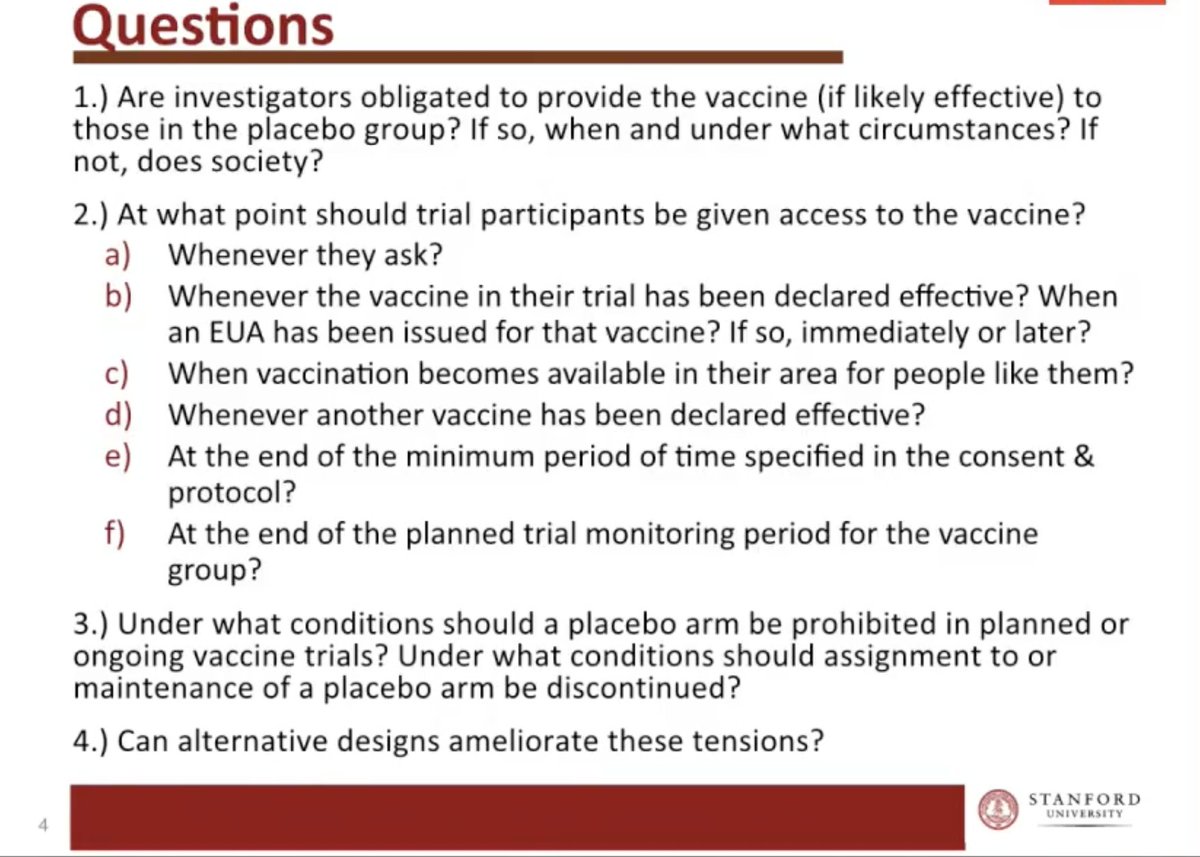 Oooh now we get to ethics. Particularly around new vaccine trials after EUA passed.