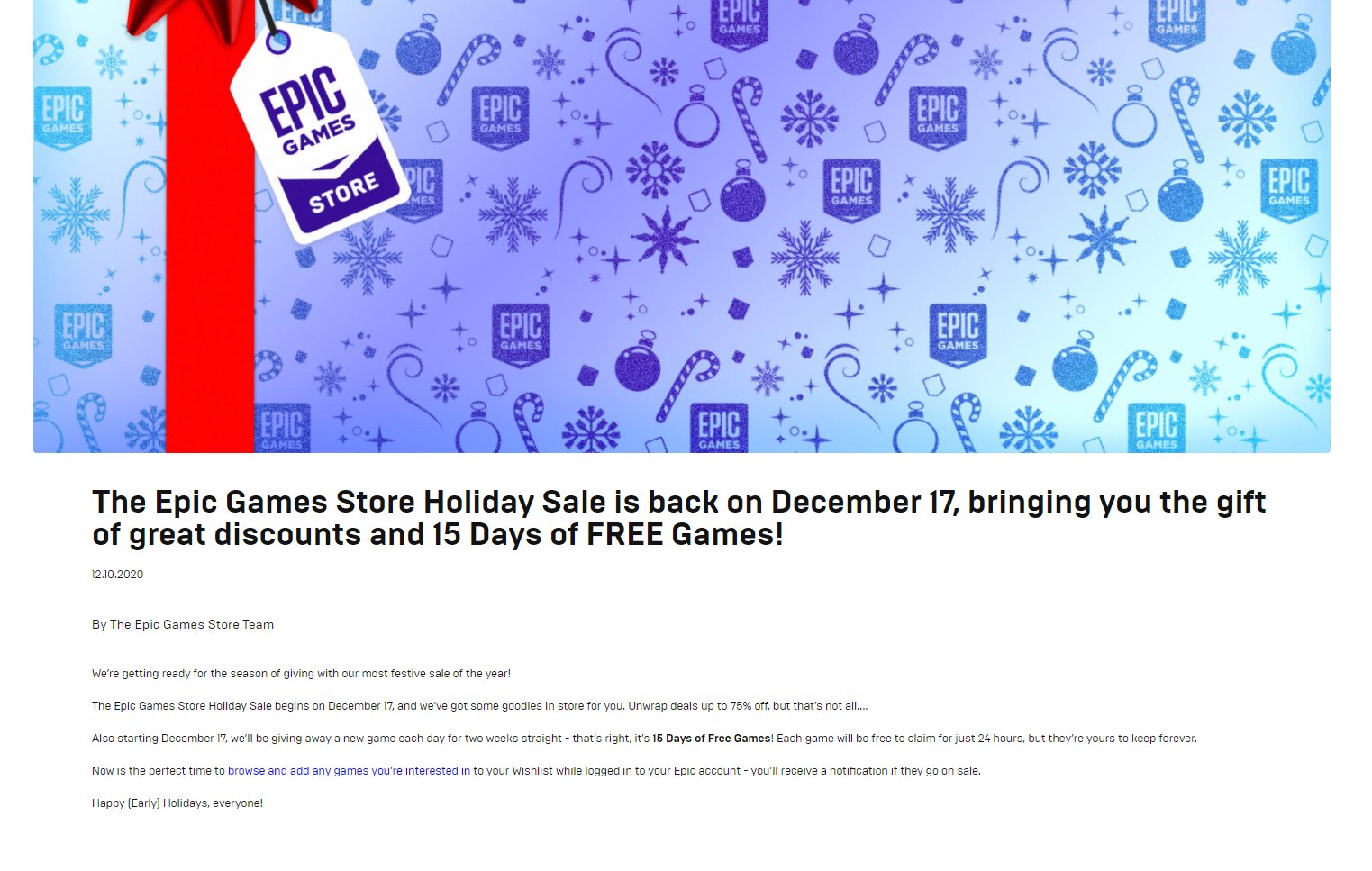 15 Days of Free Games at Epic