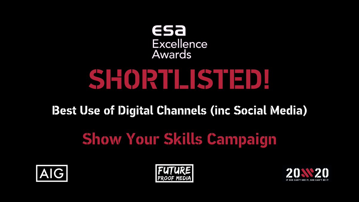 We're delighted to see the #ShowYourSkills campaign we worked on with @AIGIreland & @20x20_ie shortlisted for a 2021 @EuropSponsAssoc Award!!

These are hugely prestigious awards & something we are very proud to be involved with alongside a number of other partners.

#ESAawards