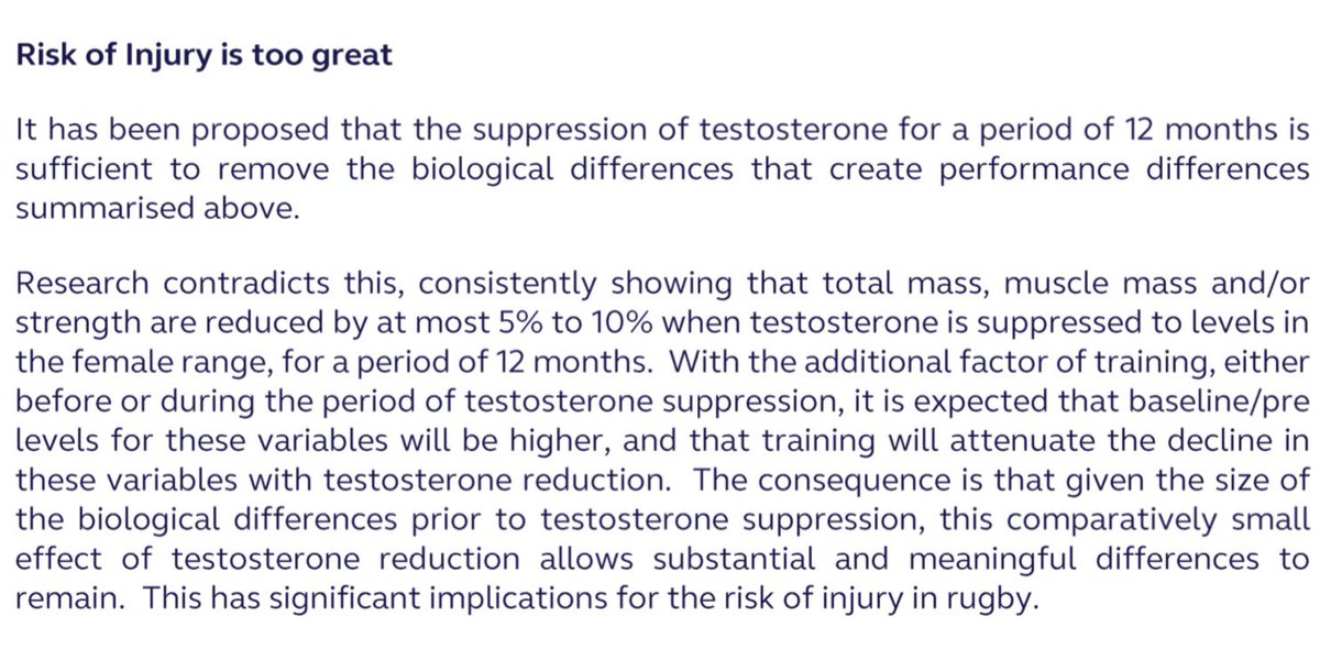 Some of them are sports women who want the game they love to be fair. Screenshot from World Rugby Guidelines and The Guardian. See also  @RossTucker for science on this.