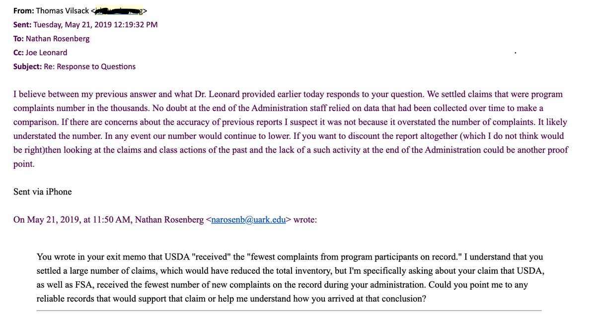 When I asked Vilsack for evidence to support the "fewest ever" claim, via email, he did two things.
