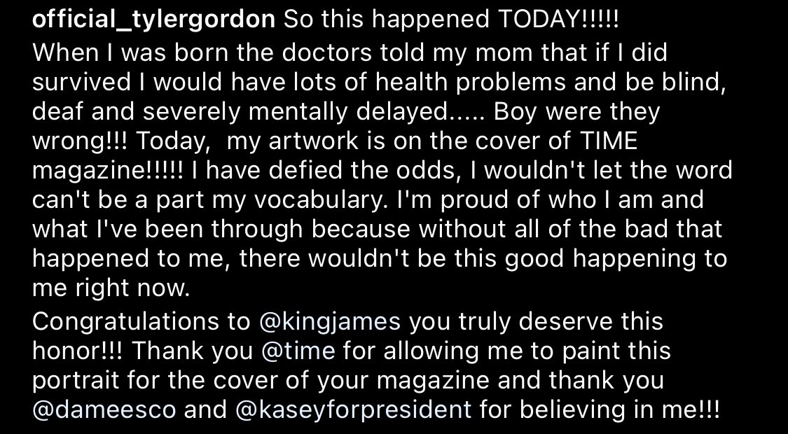 hunterschwarz's tweet photo. Tyler Gordon, a 14-year-old artist who got a call from Vice President-elect Harris after his painting of her went viral, painted LeBron James as Athlete of the Year for the cover of Time magazine. @Official_tylerg https://t.co/kBR9AEx30o