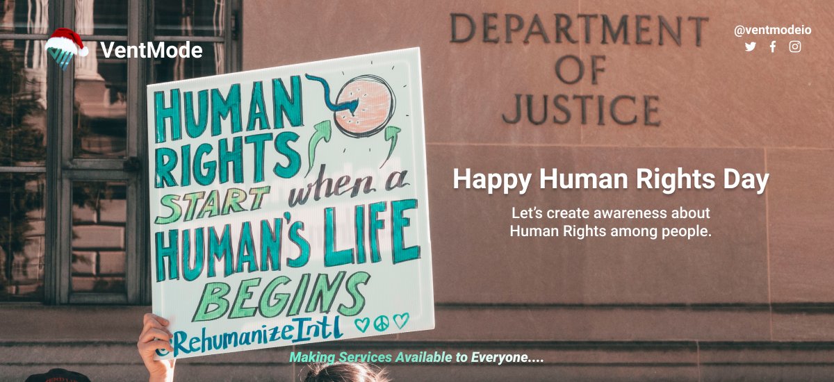 The world marks Human rights day on the 10th December every year. This is done to leverage the awareness about Human Rights among people.

#HumanRightsDay2020 #ventmode #HumanRightsDay #ThursdayMotivation #InternationalHumanRightsDay