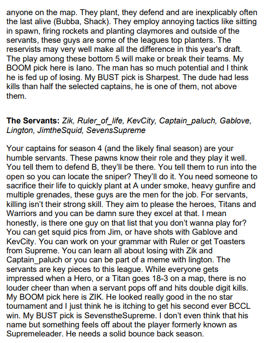 BCCLinsider's tweet photo. Season 4 Player Power Rankings

@bengodfrey27 @Leprev @Matt_Patulli @LouisKaffet @JustTodi @Twatt1993 @rygore4 @Lemaniac91 @brewwithlew @ryanhandfield @WhosParnell @justinromeo @Dand37 @Shickshack @LemayAlex @boriero84 @BradyJonesRadio https://t.co/o63f70ZZaP