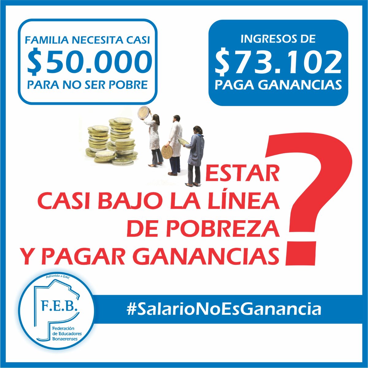 MirtaPetrocini's tweet photo. LA DISYUNTIVA es: ¿ESTAR CASI BAJO LA #LÍNEAdePOBREZA Y PAGAR #Ganancias?

#SalarioNoEsGanancia https://t.co/wmrBdX6d5d