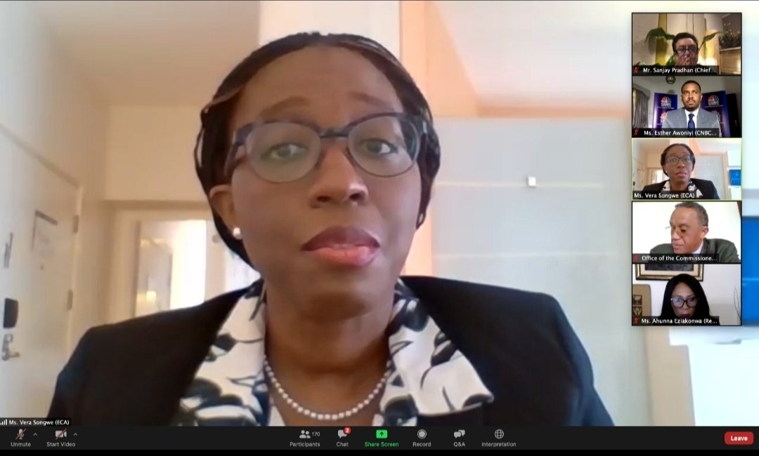 ECA_OFFICIAL's tweet photo. #Inclusiveness & #sustainable dvpment, #innovations & #goodgovernance are crucial for #buildingforwardbetter as we grow out of #COVID19 crisis, @SongweVera said in remarks to #2020VirtualAEC on theme; Africa beyond COVID-19: acceleration towards inclusive #sustainabledevelopment. https://t.co/vfleaSBLc5
