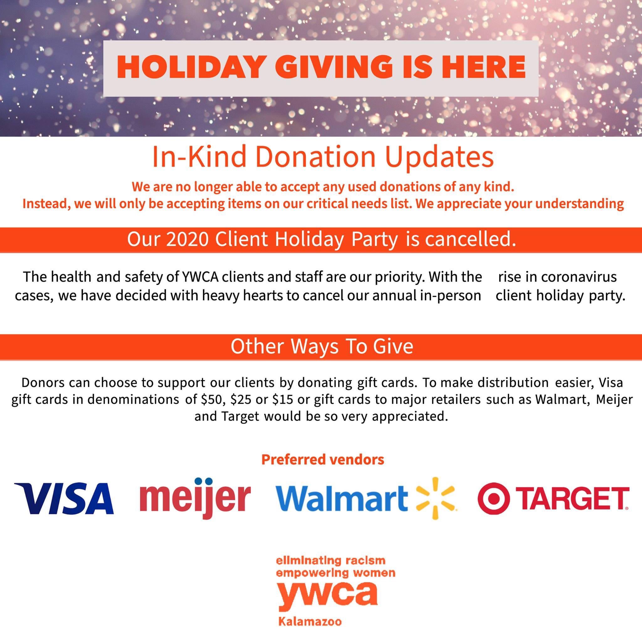 Ywca Kalamazoo On Twitter Make The Season Bright There Is Still Time To Make A Contribution Toward Holiday Giving Donors Can Choose To Support Our Clients By Donating Gift Cards To Make
