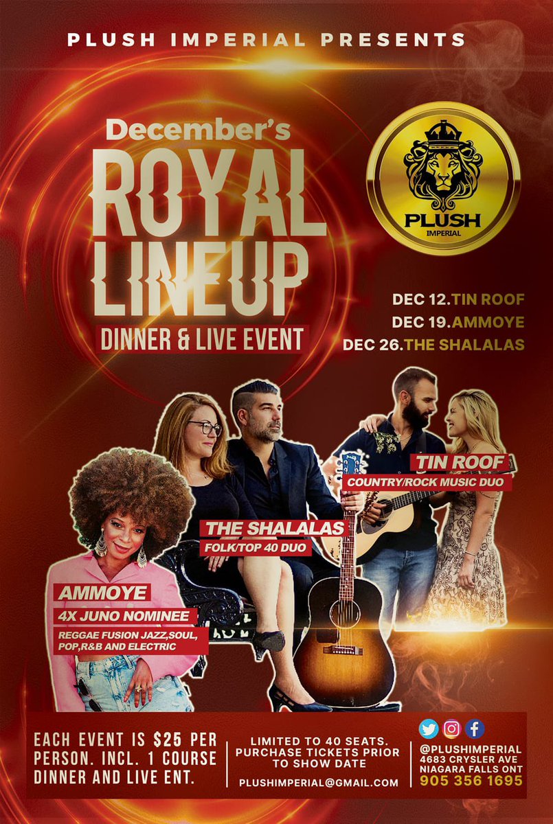 AmmoyesMusic's tweet photo. Next up, Catch me #live @plush_imperial #NiagaraFalls on #Dec 19th! I’ll be singing my #SongsOfLight to uplift inspire motivate & #raiseyourvibration thru #music & #light!!! Seats are limited so go get your tickets now! Show time is 7pm! See you there my #SoulRebelz! https://t.co/8JcbQLSz6p