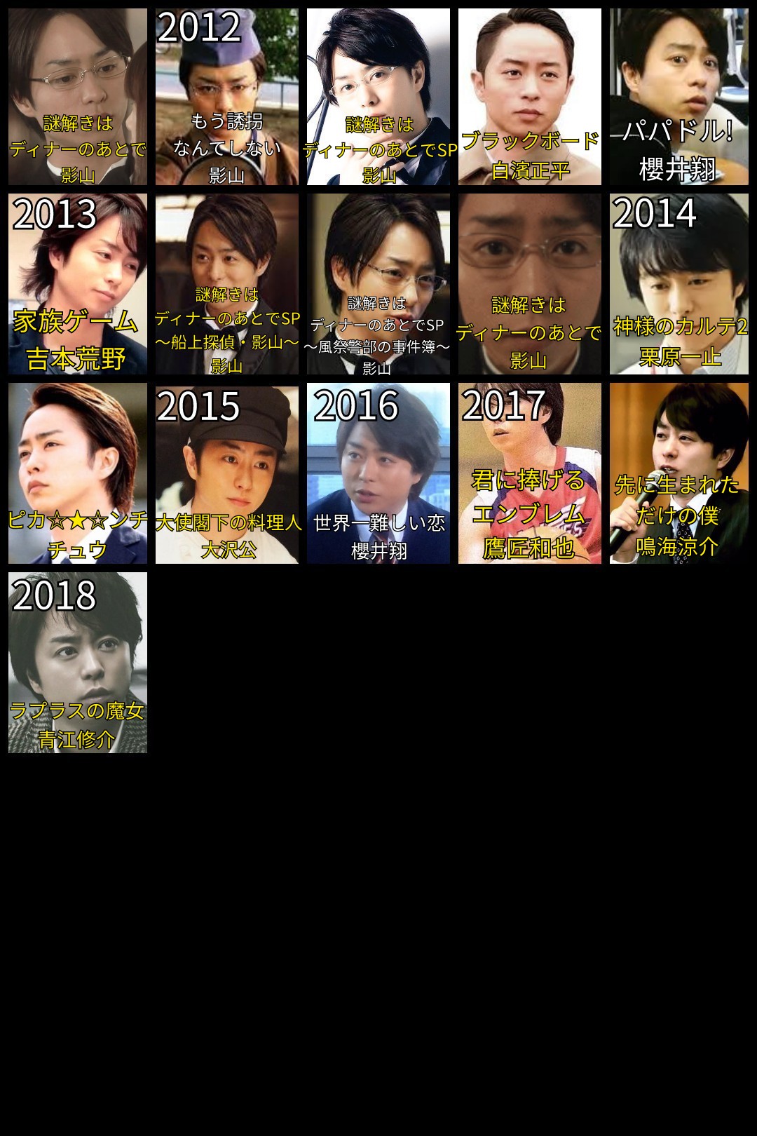 な 櫻井翔の出演作一覧 な 櫻井翔の出演作一覧