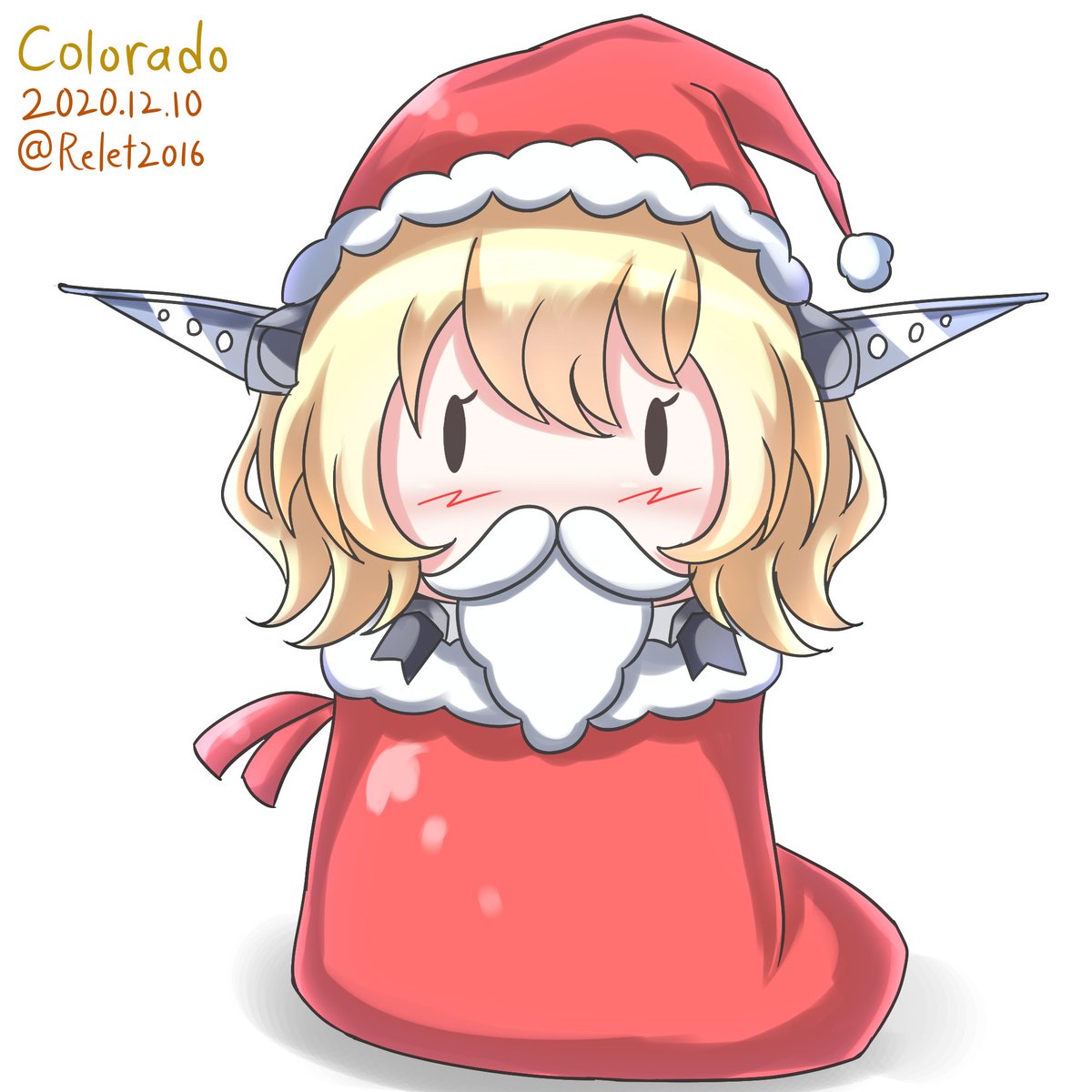 colorado (kancolle) hat 1girl blonde hair solo dated twitter username santa hat  illustration images