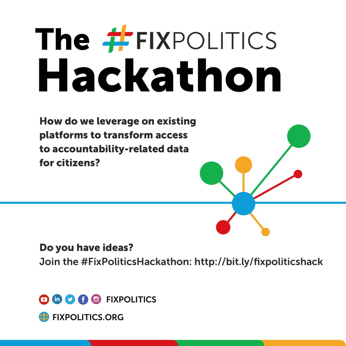 fixpoliticsnig's tweet photo. Do you have ideas on how to leverage on existing platforms to transform access to accountability-related data for citizens?

Join the #FixPoliticsHackathon: https://t.co/xAsGv9ROim

#FixPoliticsHackathon https://t.co/dFbnvuDWFD